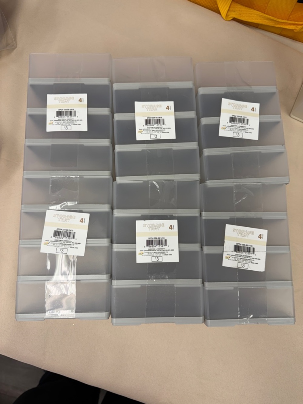 24 Count Set of Clear Frosted Plastic Storage Trays all new 4 inch storagetrays